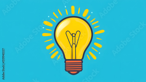Bright and shining lightbulb illustration representing idea generation innovation and creativity