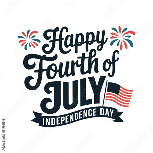 Happy Fourth of July Independence Day: US Flag and Fireworks Celebration

