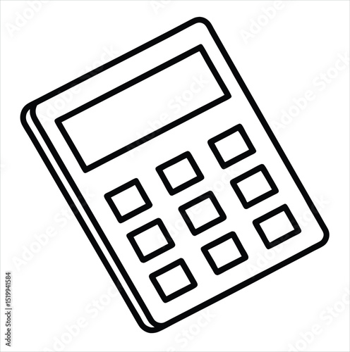 Simple calculator icon outline isolated on a white background. Best for poster design icon sign vector sketch freehand outline hand drawn picture sketchy silhouette illustration