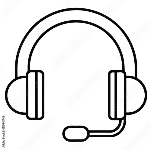 Headset icon outline style isolated on a white background. Best for poster design icon sign vector sketch freehand outline hand drawn picture sketchy silhouette illustration 
