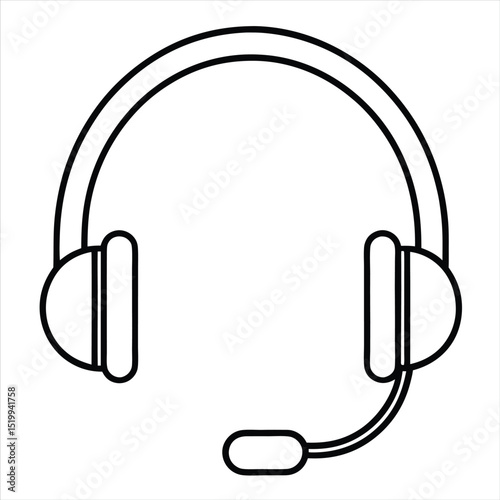 Headset icon outline isolated on a white background. Best for poster design icon sign vector sketch freehand outline hand drawn picture sketchy silhouette illustration 