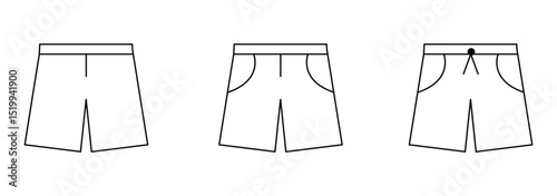 Swimming trunks icon. Swim shorts icon with outline stroke.