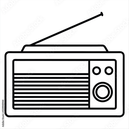 Vintage radio icon outline isolated on a white background. Best for poster design icon sign vector sketch freehand outline hand drawn picture sketchy silhouette illustration