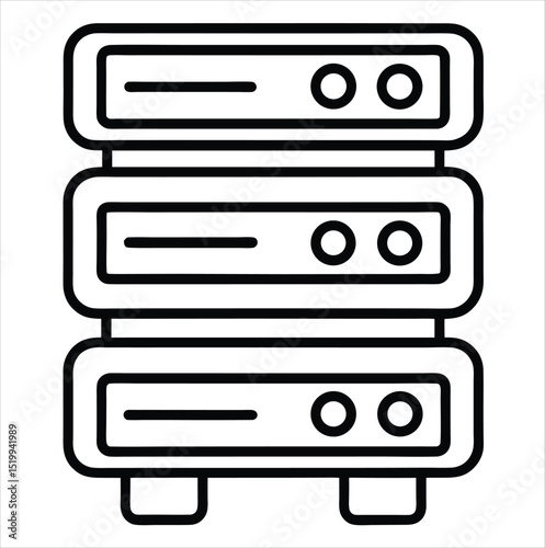 Server rack icon outline isolated on a white background. Best for poster design icon sign vector sketch freehand outline hand drawn picture sketchy silhouette illustration