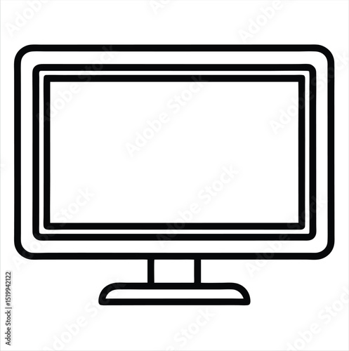 Simple computer LCD LED monitor icon isolated on a white background. Best for poster design icon sign vector sketch freehand outline hand drawn picture sketchy silhouette illustration