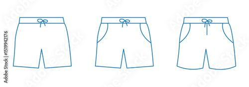 Swimming trunks icon. Swim shorts icon with outline stroke.