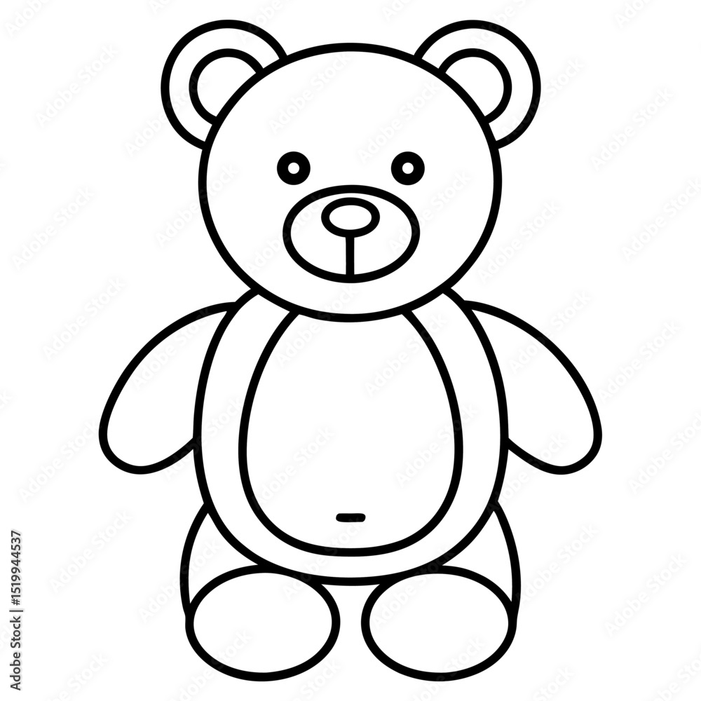 Fototapeta premium Minimalist vector line art of a teddy bear, (20).eps