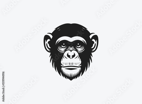 Chimpanzee Minimal Logo, Chimpanzee Vector, Chimpanzee Silhouette, Illustration, Monkey Minimal Logo, Monkey Vector, Monkey Silhouette, Animal, Primate