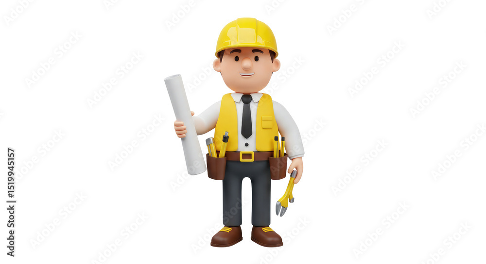 Obraz premium construction worker with helmet on white background png