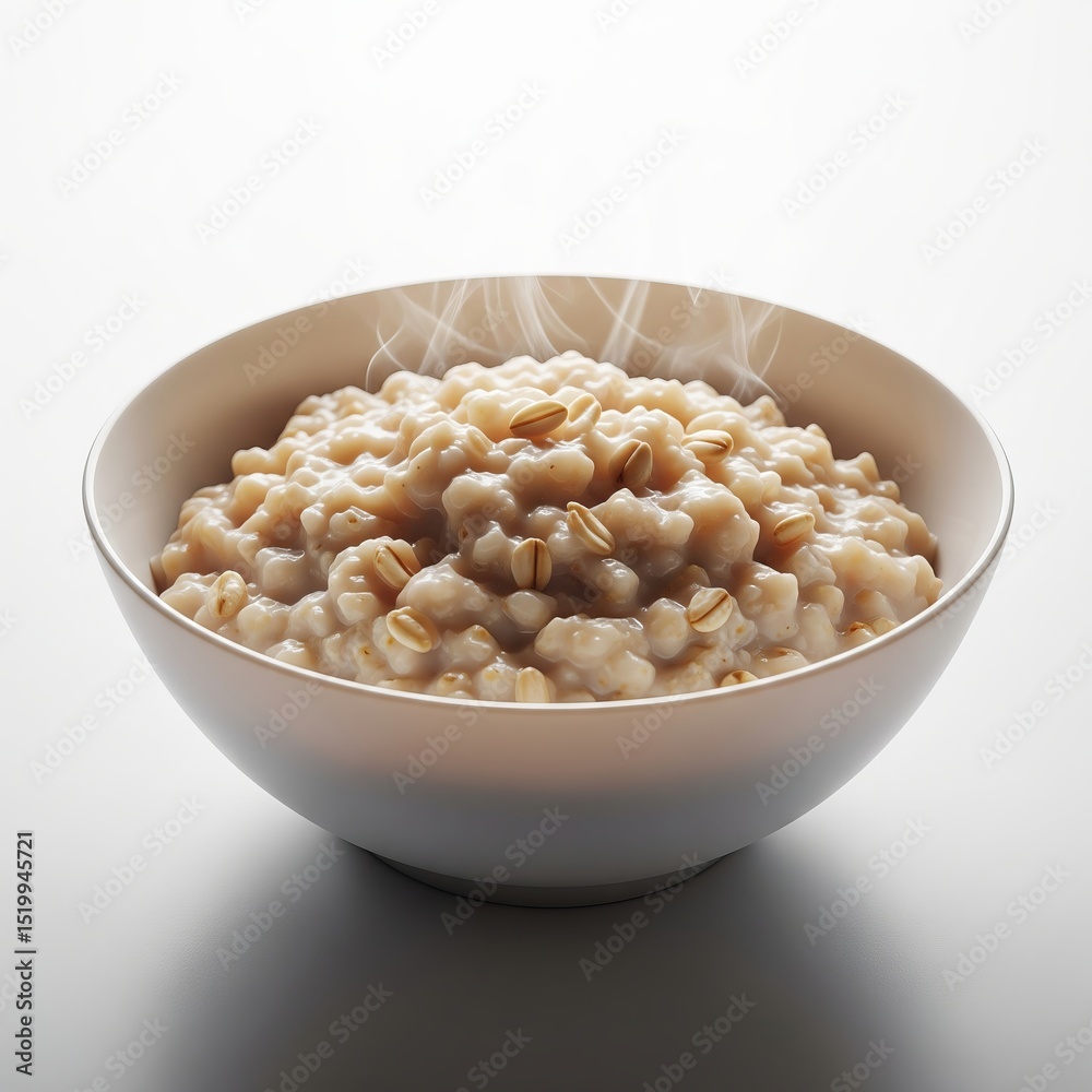 Steaming Bowl of Creamy Oatmeal, Healthy Breakfast Steaming Bowl of Creamy Oatmeal, Healthy Breakfast
