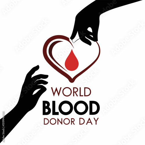 hands holding heart and world blood donor day vector 