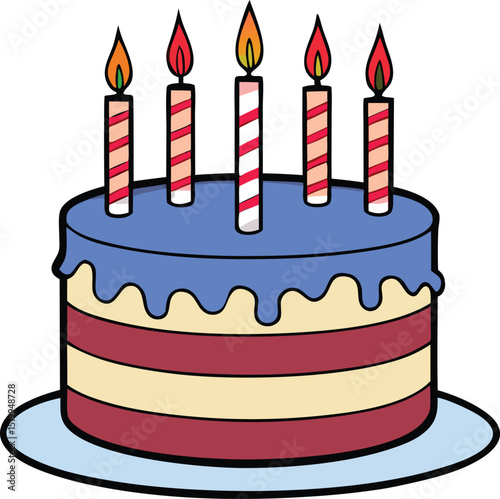Delicious Birthday Cake with Five Candles Festive Celebration Treat