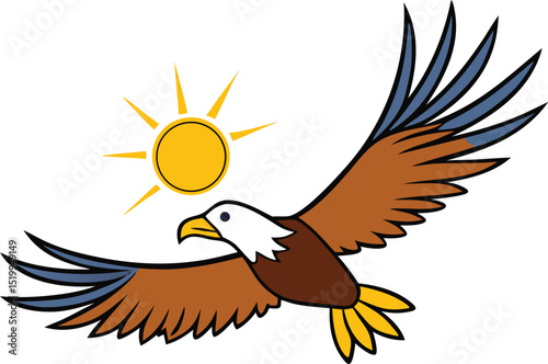 Majestic Eagle Soaring High in Sunny Skies A Symbol of Freedom and Power