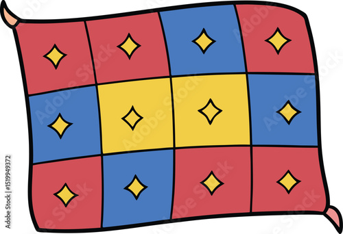 Colorful Patchwork Quilt Design A Charming Illustration of Geometric Patterns and Vibrant Hues