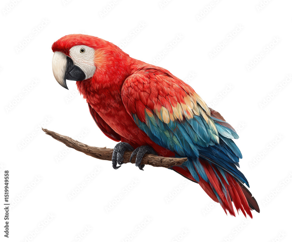 Obraz premium Vibrant parrot perched on a branch in natural habitat setting