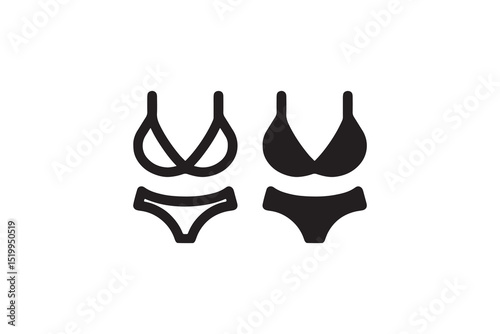 Black and white bikini icons on white background.