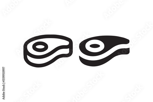 Minimalist black and white steak icons for design and branding projects.