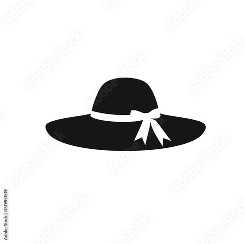 Elegant black sun hat with white ribbon bow