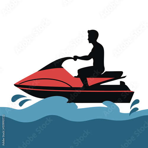 Man riding jet ski on ocean waves summer fun
