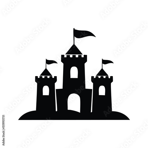 Majestic black castle silhouette icon design