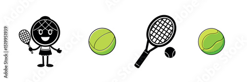 Vector Tennis Sport Clipart Racket and Player Silhouette BundleSport Illustration for Fitness Designs