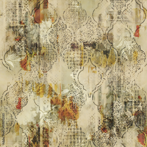 Fototapeta Naklejka Na Ścianę i Meble -  Floral Fantasy All-Over Pattern, Vintage Watercolor Flower Pattern, Tropical Bloom Seamless Design
