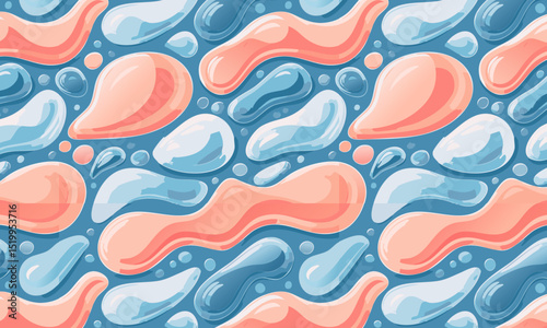 Playful Aqua Bubble Cascade: Seamless Vector Pattern