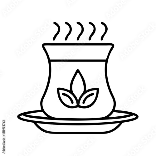 arabic tea cup line art vector illustration.Arabic tea pot kettle outline and silhouette icon set with isolated flat vector illustration for eid celebration