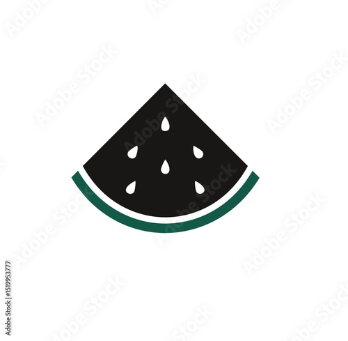 Simple black watermelon slice icon graphic design