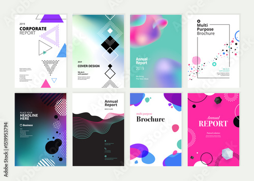 Creative abstract geometric gradient poster templates, vector illustrations for art and business events