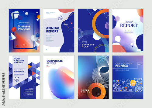 Creative abstract geometric gradient poster templates, vector illustrations for art and business events