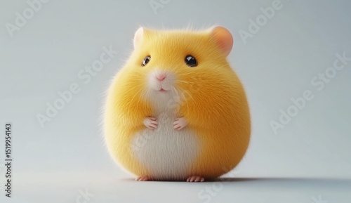 Adorable Fluffy Yellow Hamster on Gray Background