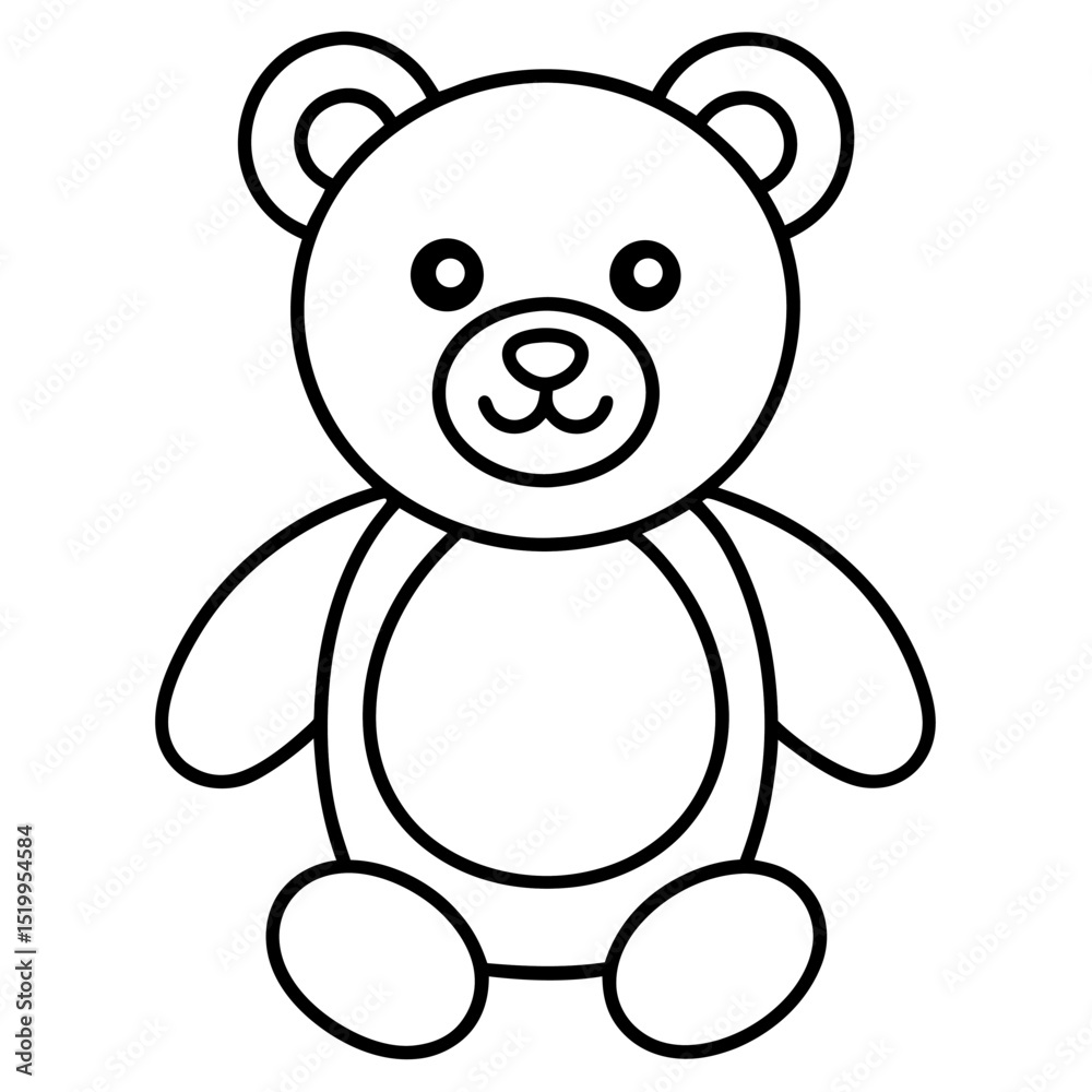 Fototapeta premium Minimalist vector line art of a teddy bear, (1).eps