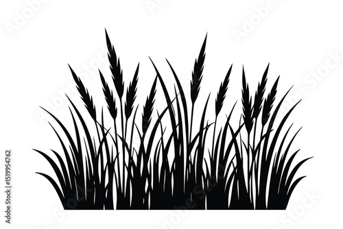 Abstract grasses flowing into a distant horizon in monoline vector art illustration