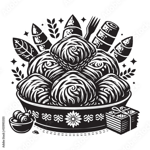 Black Baklava Silhouette Vector, High Quality Illustration on White Background