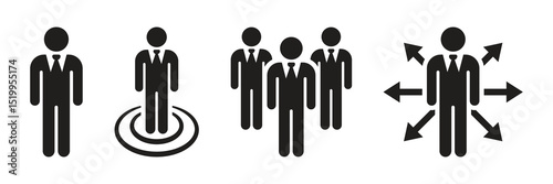 Business people icons, business teamwork, and coworker connections