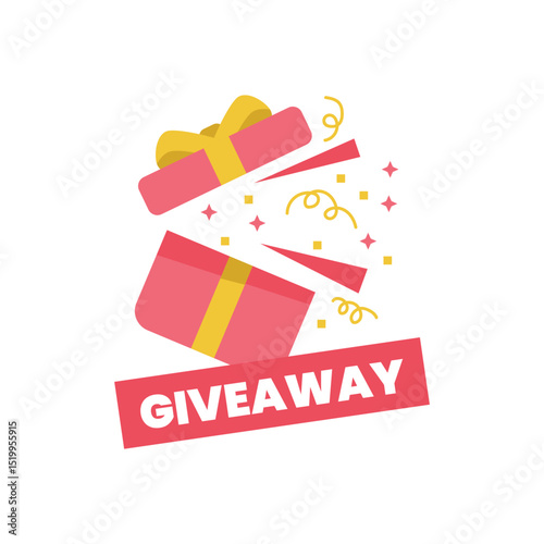 Giveaway label banner. Modern banner with surprise gift. Web template for promotion.