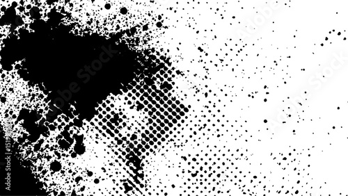 Wallpaper Mural Halftone vector texture. Unique black and white halftone background with grunge-Style. Halftone monochrome ink dot texture illustration.  Torontodigital.ca