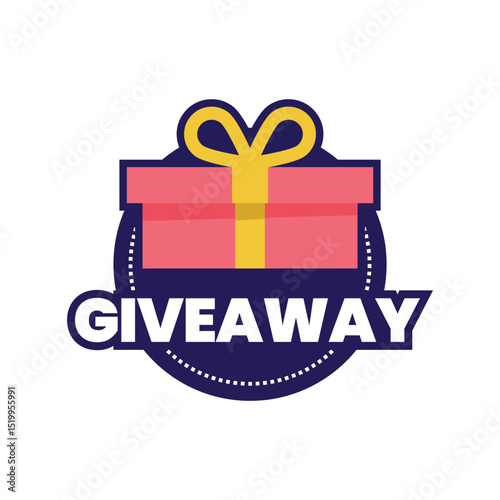 Giveaway label banner. Modern banner with surprise gift. Web template for promotion.