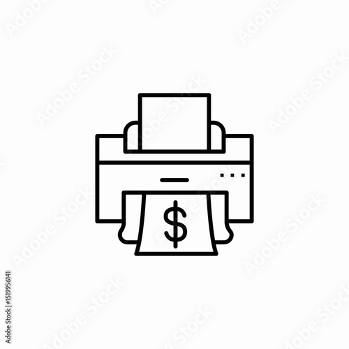 intaglio presses money printer icon sign vector