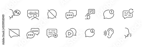 Communication icons set for digital interfaces and messaging apps