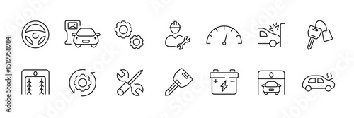 Automotive maintenance and repair icons for service design and promotion