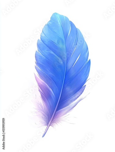 Light Blue Feather with Gradient on White Background