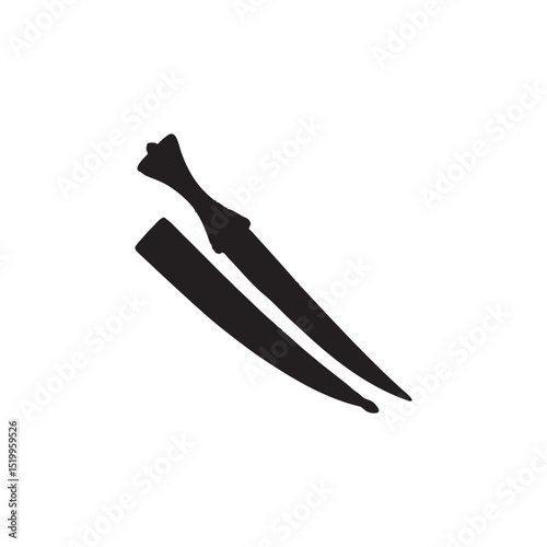 Traditional Arabic Dagger Silhouette Vector Set Iconic Blade Illustrations Isolated on White Background