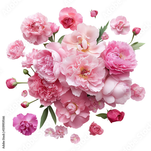 Wallpaper Mural Pink peonies and roses creating a stunning floral arrangement on transparent background Torontodigital.ca