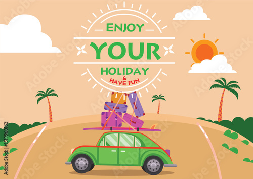 Traveling Van Illustration – Road Trip and Adventure Concept