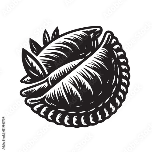 Black Beef Empanadas Silhouette Vector, High Quality Illustration on White Background