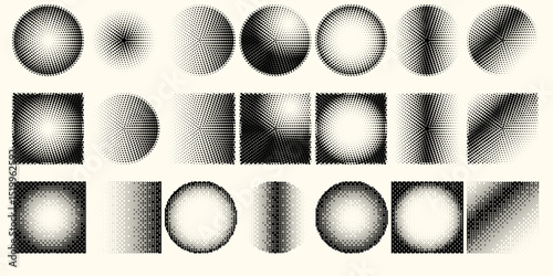 Halftone dot tone grunge effect abstract pattern texture vector graphic retro illustration. gradient geometric element art shape modern creative pop wallpaper vintage monochrome print frame