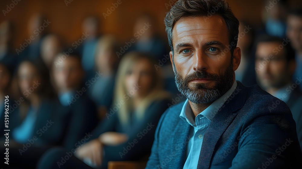 Fototapeta premium A confident businessman presenting to an unimpressed audience