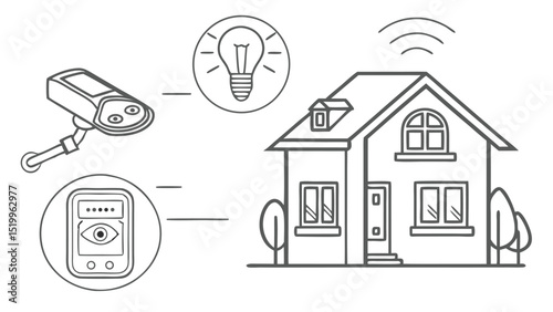Smart home automation system with security camera, lighting and remote control for modern living style